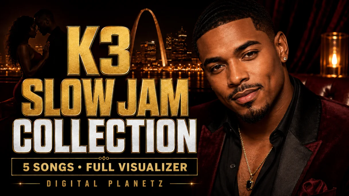 K3 the Creator five-song promotional thumbnail with K3 title artwork and a St. Louis skyline