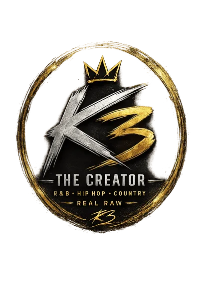 Circular K3 The Creator emblem in silver and gold with music genre lettering